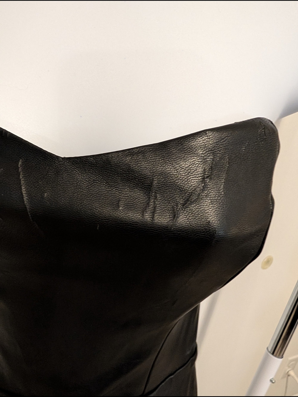 Kittenish Strapless Black Faux Leather Sheath Dress - Picture 8 of 8